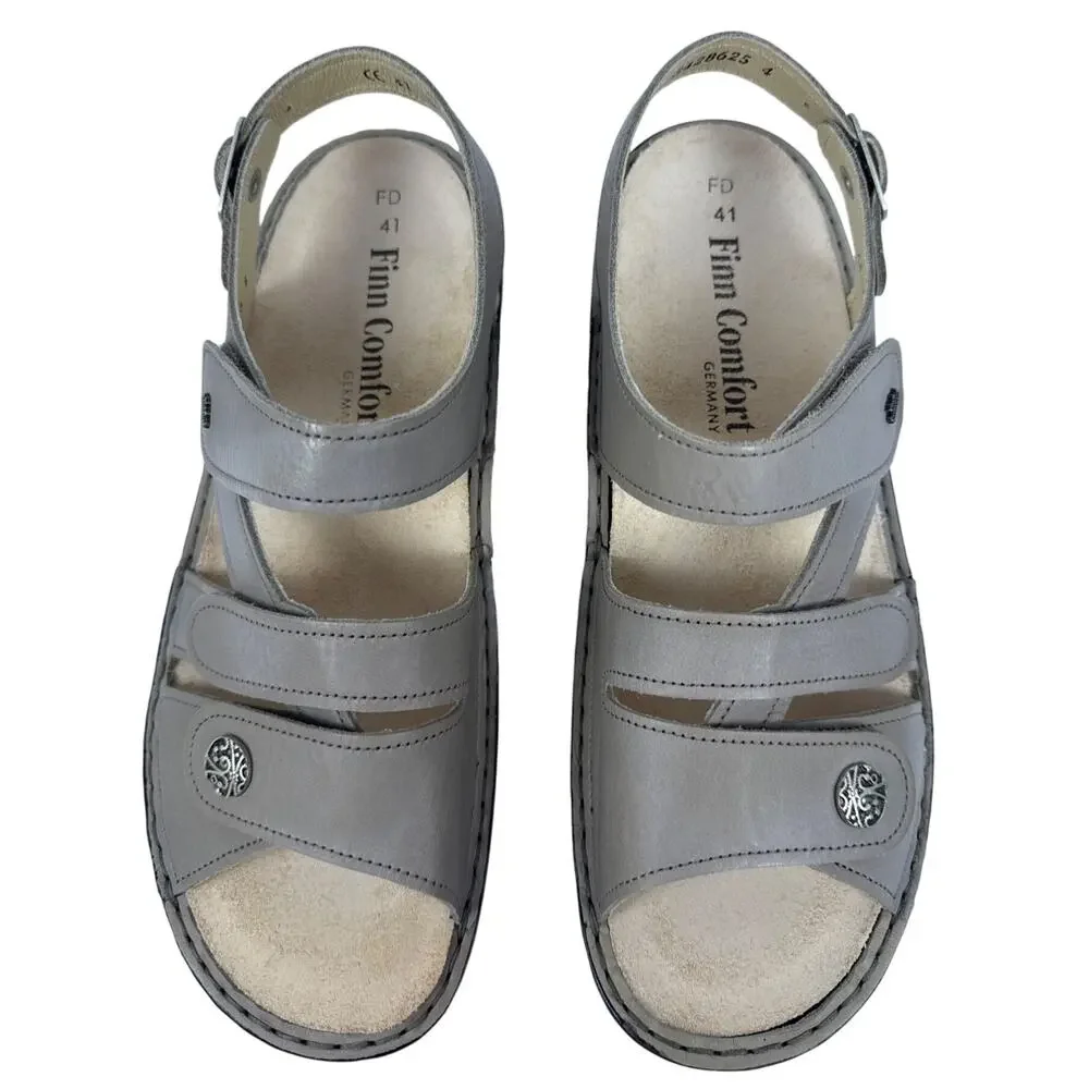 Finn Comfort Gomera Sandals Womens 10 Taupe Leather Adjustable Cushioned Support